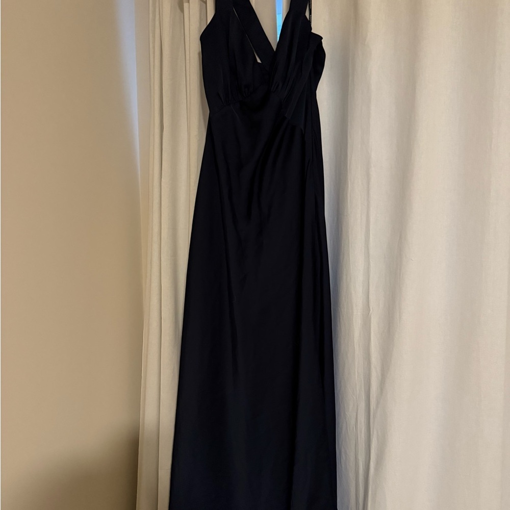 Birdy Grey Navy Matte Satin Bridesmaid Dress